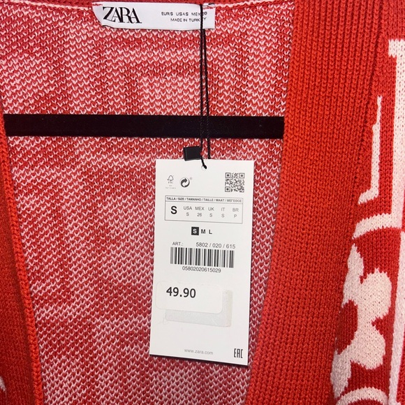 ZARA orange flower patterned cardigan - Picture 3 of 3